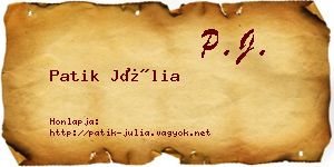 Patik Júlia névjegykártya